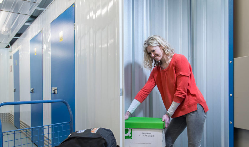 Woman using self storage